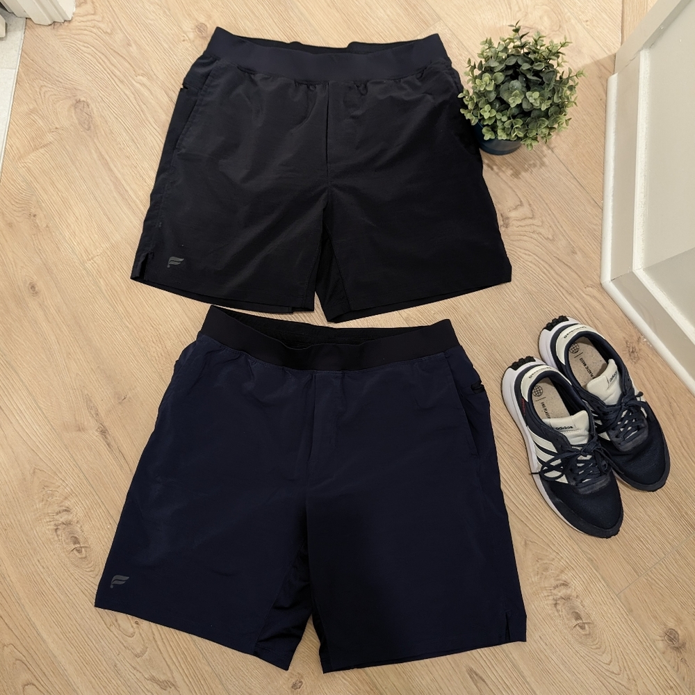 Fabletics XL Navy & Black lined athletic shorts